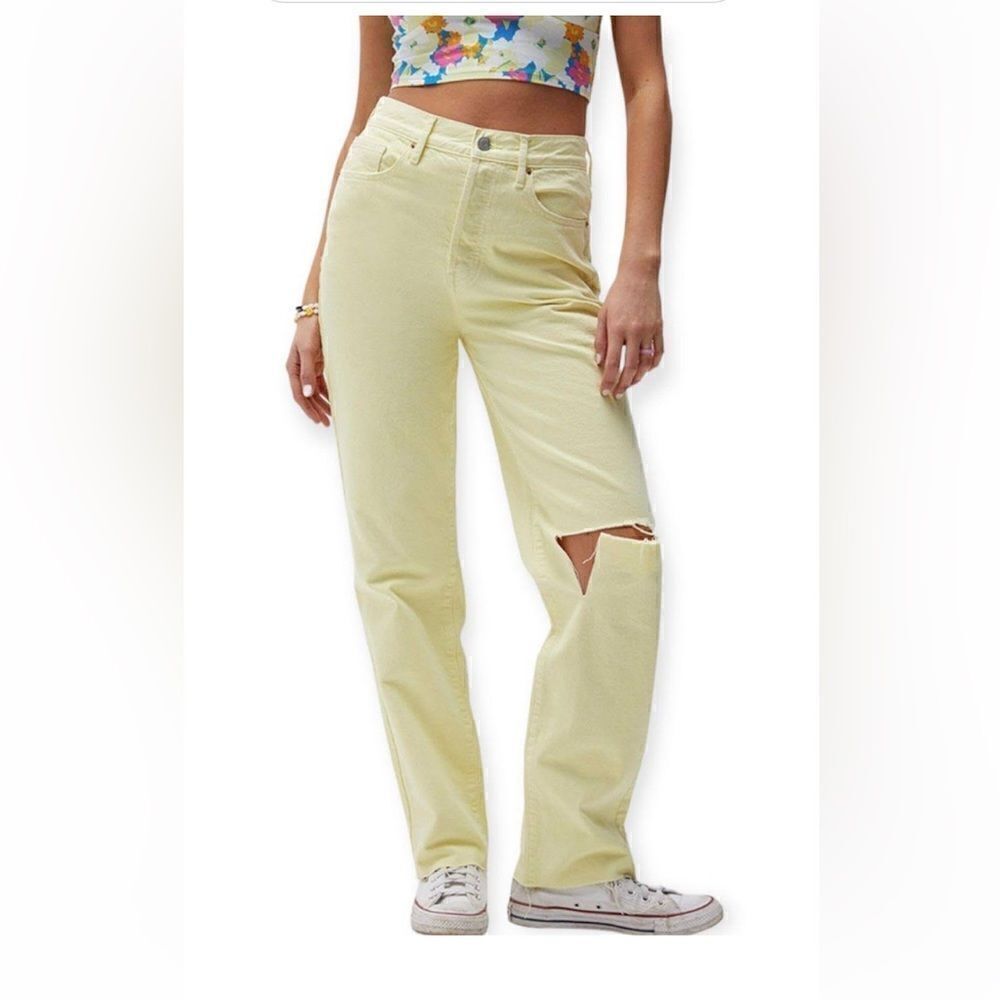 PacSun Eco Yellow Distressed Dad Jeans Size 26